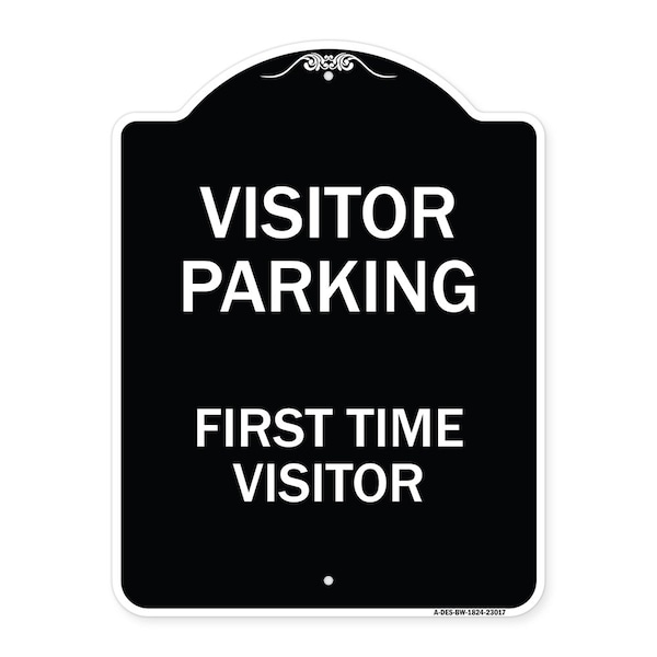 Reserved Parking Visitor Parking First Time Visitor Heavy-Gauge Alum Sign, 24" x 18", BW-1824-23017